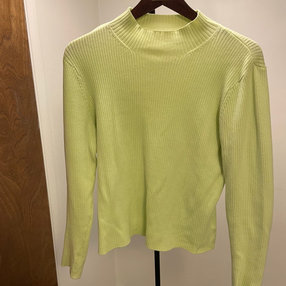 Lime Green Ribbed Mockneck